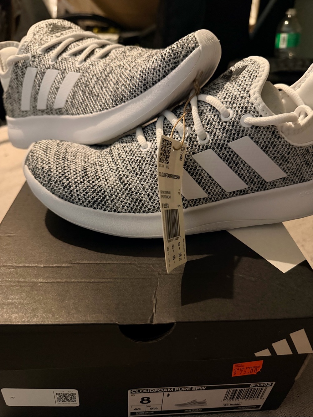 adidas women’s Cloudfoam Knit Sneakers - White/Gray